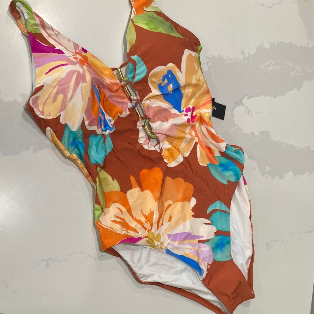 La Blanca Floral One Piece Swimsuit - Brown and Multicolor